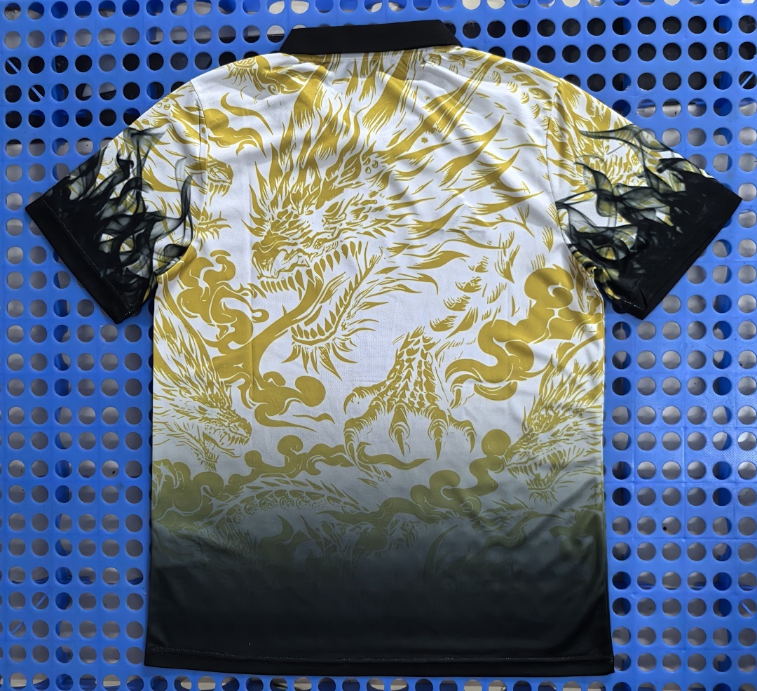 2024 Real Madrid Spray Dragon Edition POLO Yellow - Image 2
