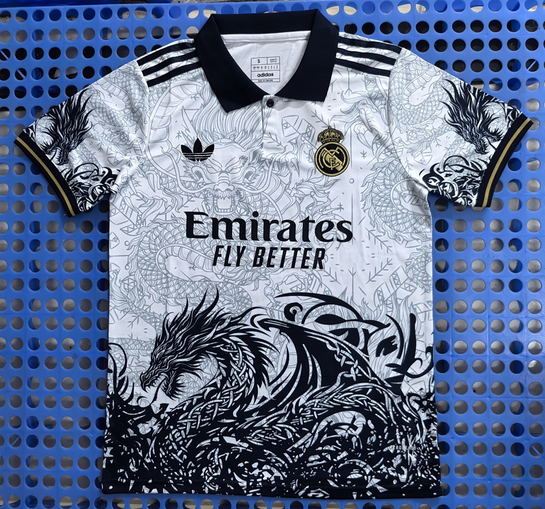2024 Real Madrid Spray Dragon Edition POLO White